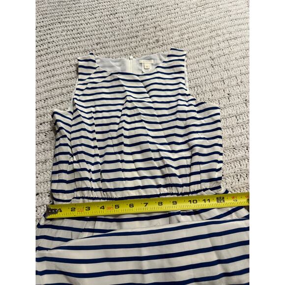 J. Crew Nautical Dress Silk Elastic Waist Striped Size 0 Blue White Sleeveless - Picture 5 of 10